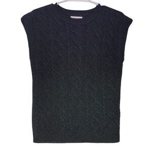 Calvin Klein Jeans Black Sleeveless Knit Top With Metallic Accents, Size S/P